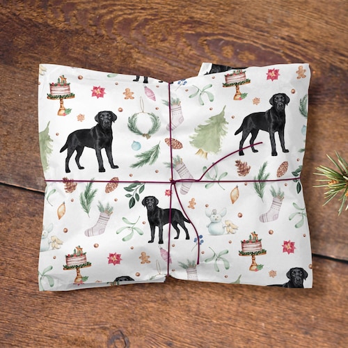 Festive Black Labrador Christmas Wrapping Paper Etsy