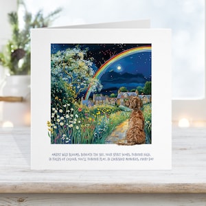 Carta commemorativa del cane Cockapoo, ponte arcobaleno Carta di perdita di animali domestici, carta di lutto per animali, scusa per la tua carta di perdita di cani, carta di messa a dormire,