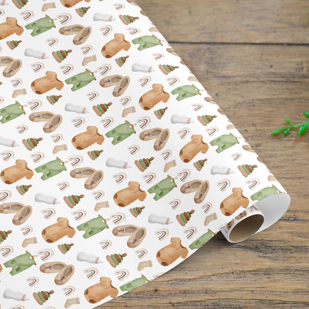 New Baby Wrapping Paper Baby Shower Gift Wrap Boy Girl Etsy