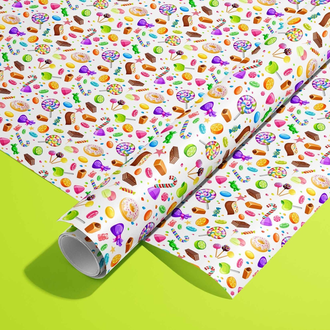 Sweets Wrapping Paper Roll Uk, Candy Gift Wrap, Sweetie Wrapping Paper