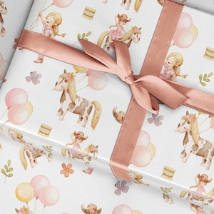 Pony Geschenkpapier, Cowgirl Geschenkpapier, kleine Mädchen Pony Geschenkpapier für, süße Verpackung, Kinder Kinder Geschenkpapier