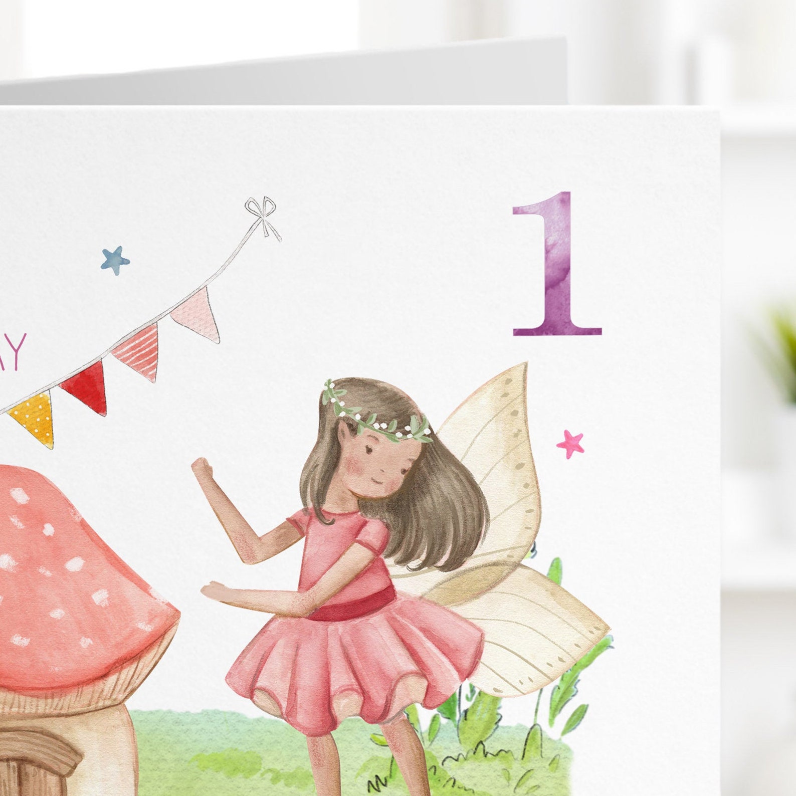 Fairy First Birthday
 Fairy 1st Birthday Card Kids birthday card Personalised
