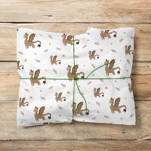 Carta da regalo drago, carta da regalo mitica, rotolo regalo di novità animale magico e divertente di dragonologia nel Regno Unito, carta da regalo per baby shower e compleanni, decopatch