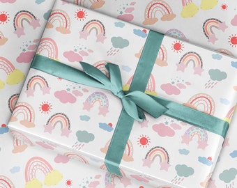 Wrapping Paper Roll,  Rainbow wrapping paper gift wrap, Girl Birthday rainbow wrapping paper