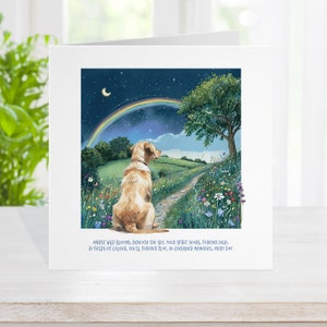 Carte commémorative de chien labrador, carte de deuil d'animal de compagnie de pont arc-en-ciel, désolé pour votre chien de perte, endormi, chocolat jaune