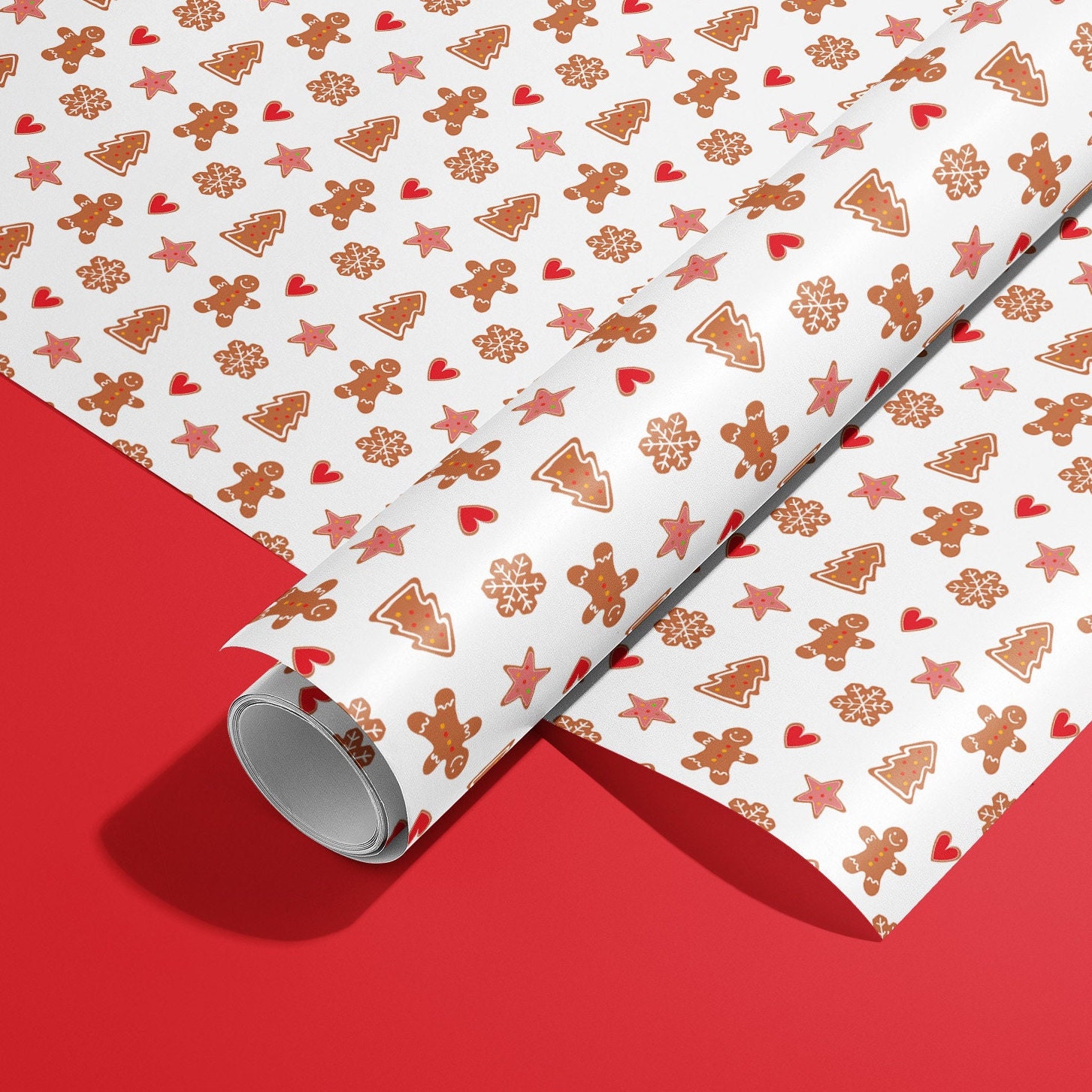 Gingerbread Cookies Christmas Wrapping Paper, Gingerbread Men Gift Wrap, Christmas Cooking Wrapping Paper, Christmas Treat for Santa Wrap 2