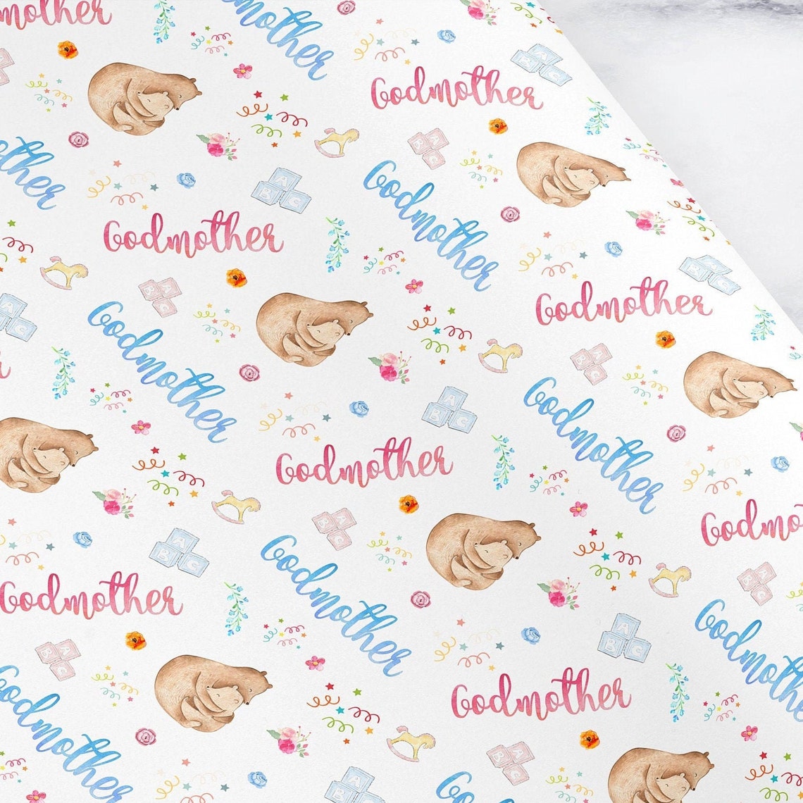 Godmother Christening Wrapping Paper Baptism Wrapping Paper Etsy