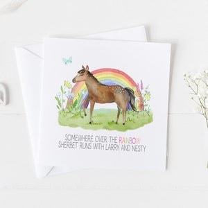 Carte commémorative d'animal de compagnie de cheval.  Cadeau commémoratif poney pour votre animal de compagnie v6
