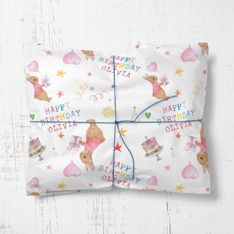 Kids Personalised Birthday Girl Wrapping Paper Any Age Any Etsy UK