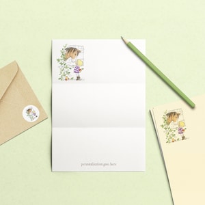 10x Pony caballo Juego de escritura con pegatinas y sobres, Papel de escritura Ivory Childrens Letter, Ilustración de acuarela de escritura personalizada