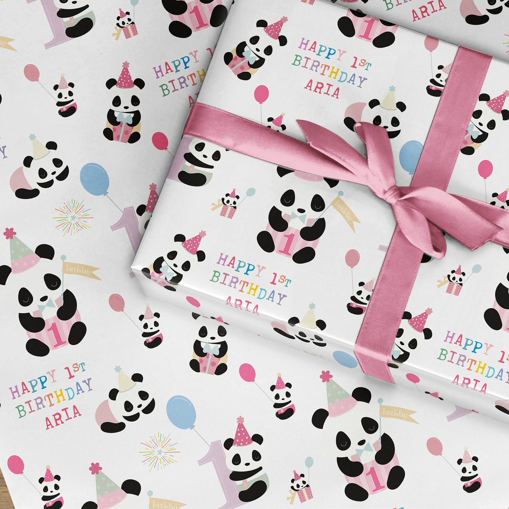 Baby Personalised 1st Birthday Wrapping Paper Any Name Etsy