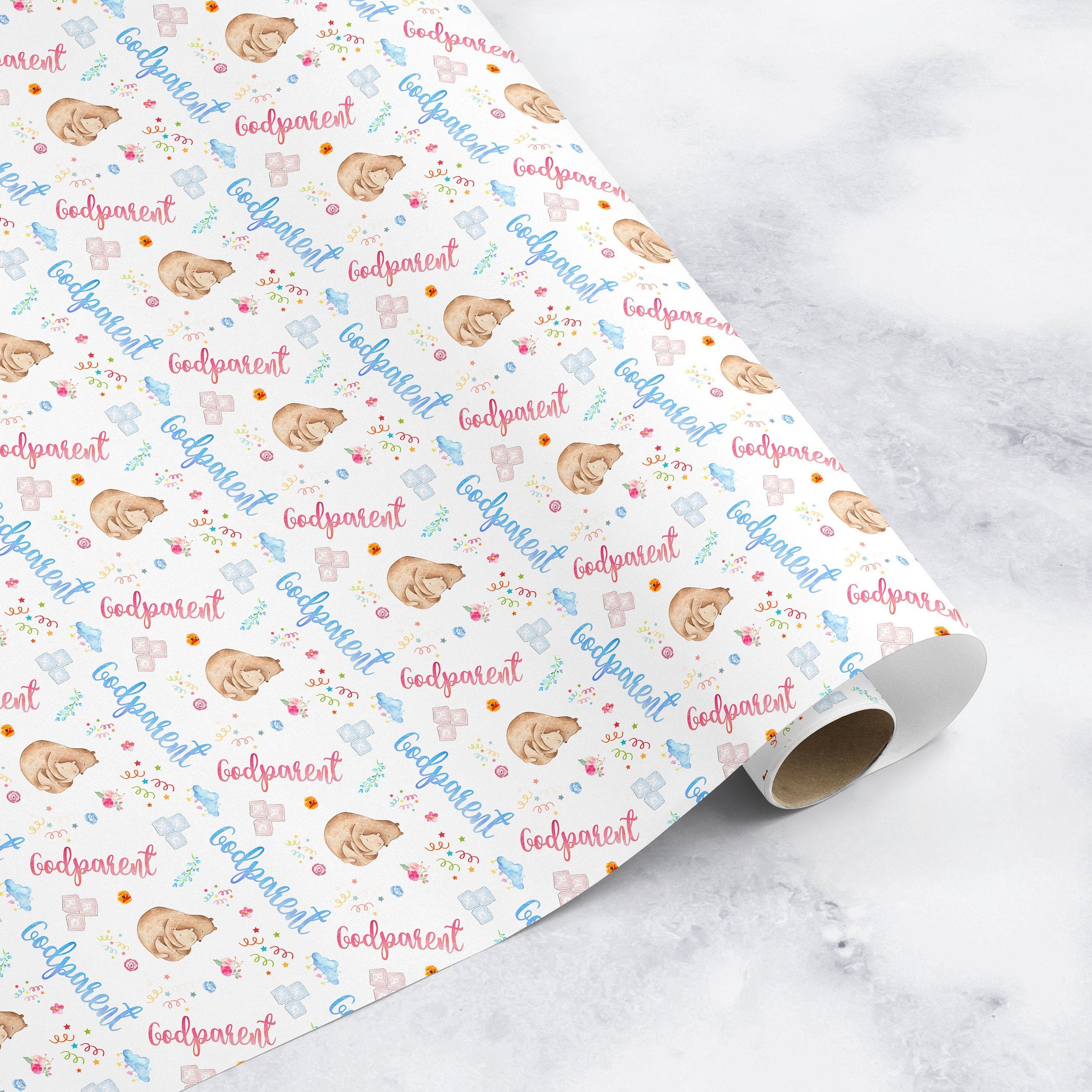 Godparent Christening Wrapping Paper Baptism Wrapping Paper Etsy
