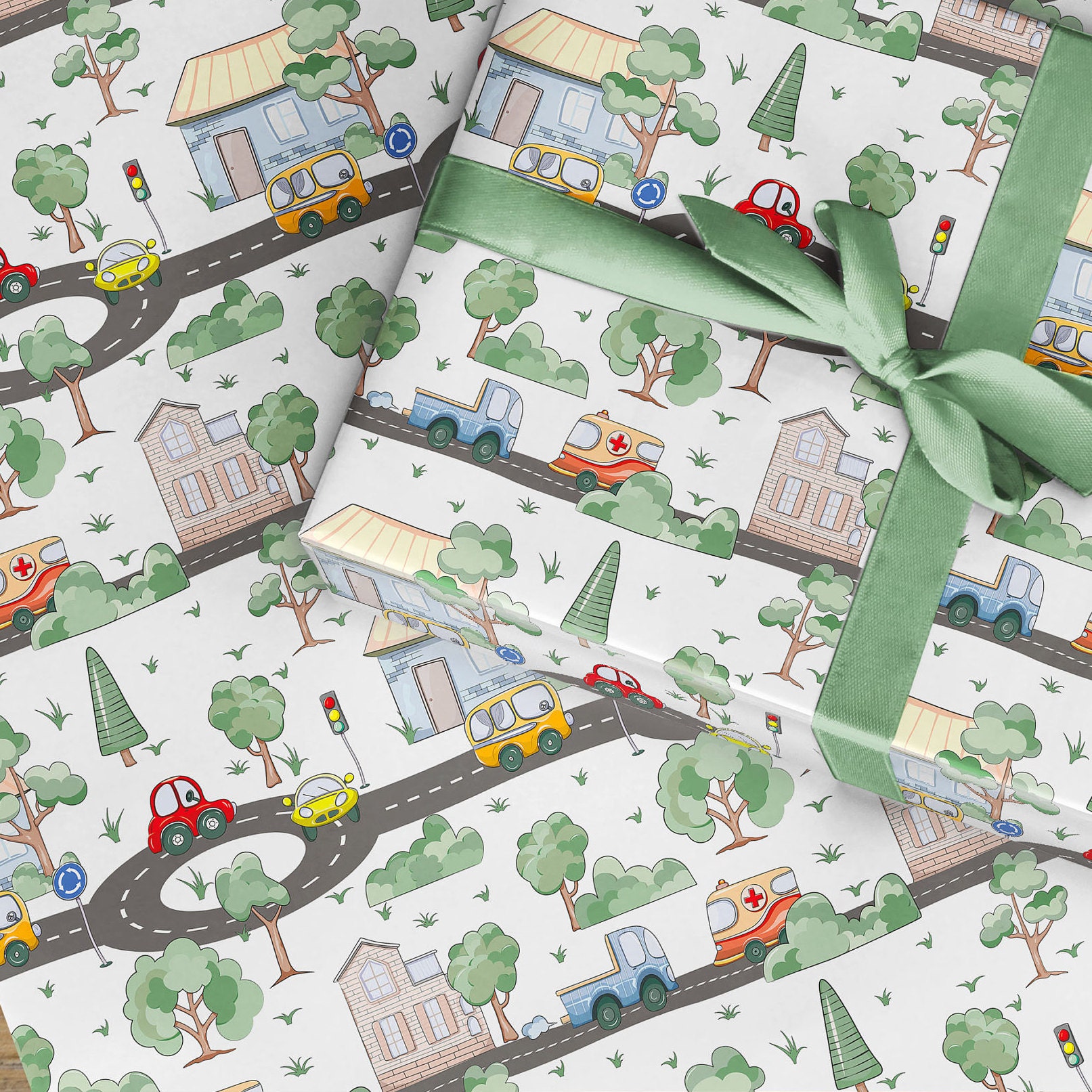 Baby Boys Wrapping Paper, New Boy Gift Wrap Paper, Blue Wrapping