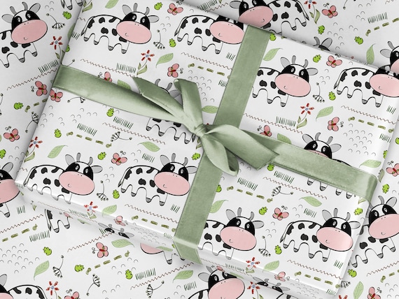 Cow Wrapping Paper, Moo Wrapping Paper, Farm Wrapping Paper Gift Wrap,  Birthday Wrapping Paper For, Fun Wrapping Paper For, Boys Girls 