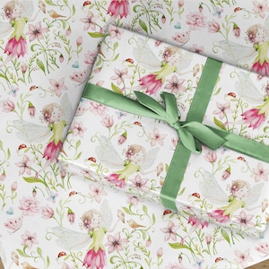 Prettiest Fairy Wrapping paper ever made, Fairy flower gift wrap, Fairies wrapping paper gift, Cute watercolour I LOVE THIS PAPER my fav..