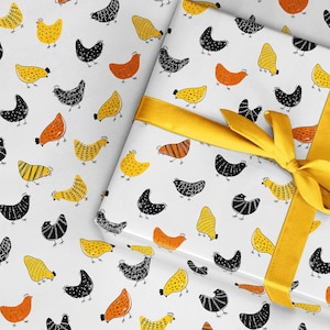 Feuille d'emballage de poulet, papier d'emballage de poulet, emballage de poulet illustré, emballage cadeau de poulet, emballage pour les amateurs de poulet, cadeau de poulet, emballage illustré