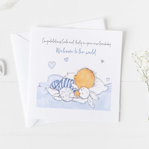 Tarjeta de bebé nueva personalizada para niños v5, Felicitaciones, eres una nueva tarjeta de abuelo, tarjeta de hermana mayor, tarjeta de nueva madre, nuevo papel de regalo para bebés