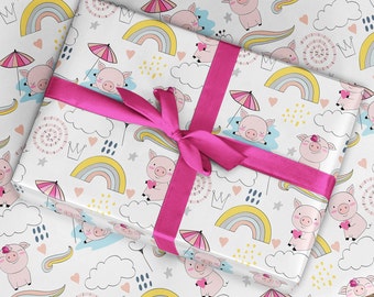 Pig wrapping paper, piggy wrapping paper, farm wrapping paper gift wrap, birthday wrapping paper for, fun wrapping paper for, boys girls