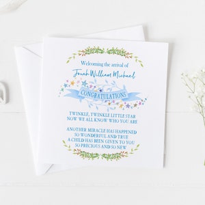 Cartoline personalizzate per nuovi neonati, Twinkle Twinkle Little, cartolina per nuova mamma, congratulazioni per il nuovo biglietto per neonato, nuova cartolina d'auguri per neonato
