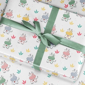 Rouleau de papier cadeau, anniversaire de la ferme vache meuglement garçons filles