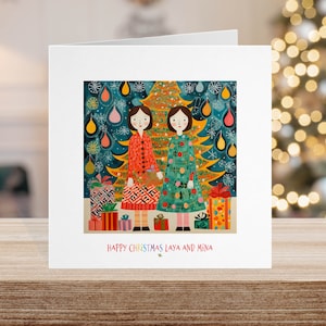 Carte de Noël lesbienne gay, Père Noël Lgbtq+ Fierté, femme couple gay, amusement rétro des années 70, amoureux .L 16