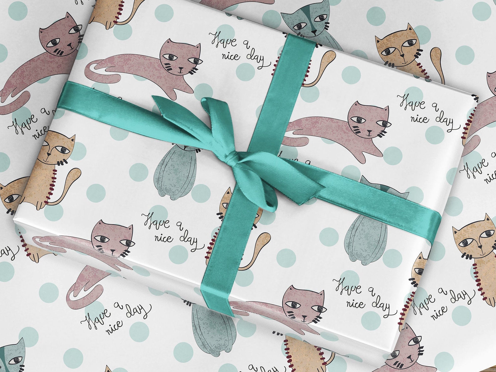 Cats Wrapping Paper Cat Gift Wrap Paper Fun Cat Paper Etsy