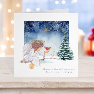 Carte de Noël commémorative, carte souvenir Robin, les merles apparaissent lorsque les êtres chers sont proches, carte de sympathie Noël, carte désolé pour votre perte, emballage