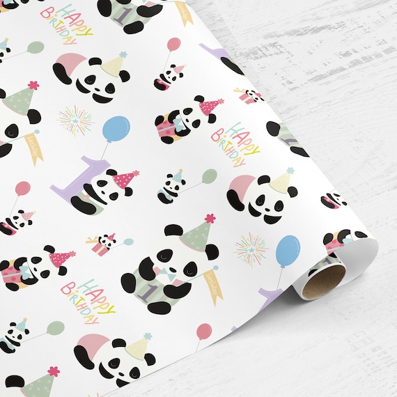 Wrapping Paper Roll, Wrapping Paper Panda 1st Birthday, First