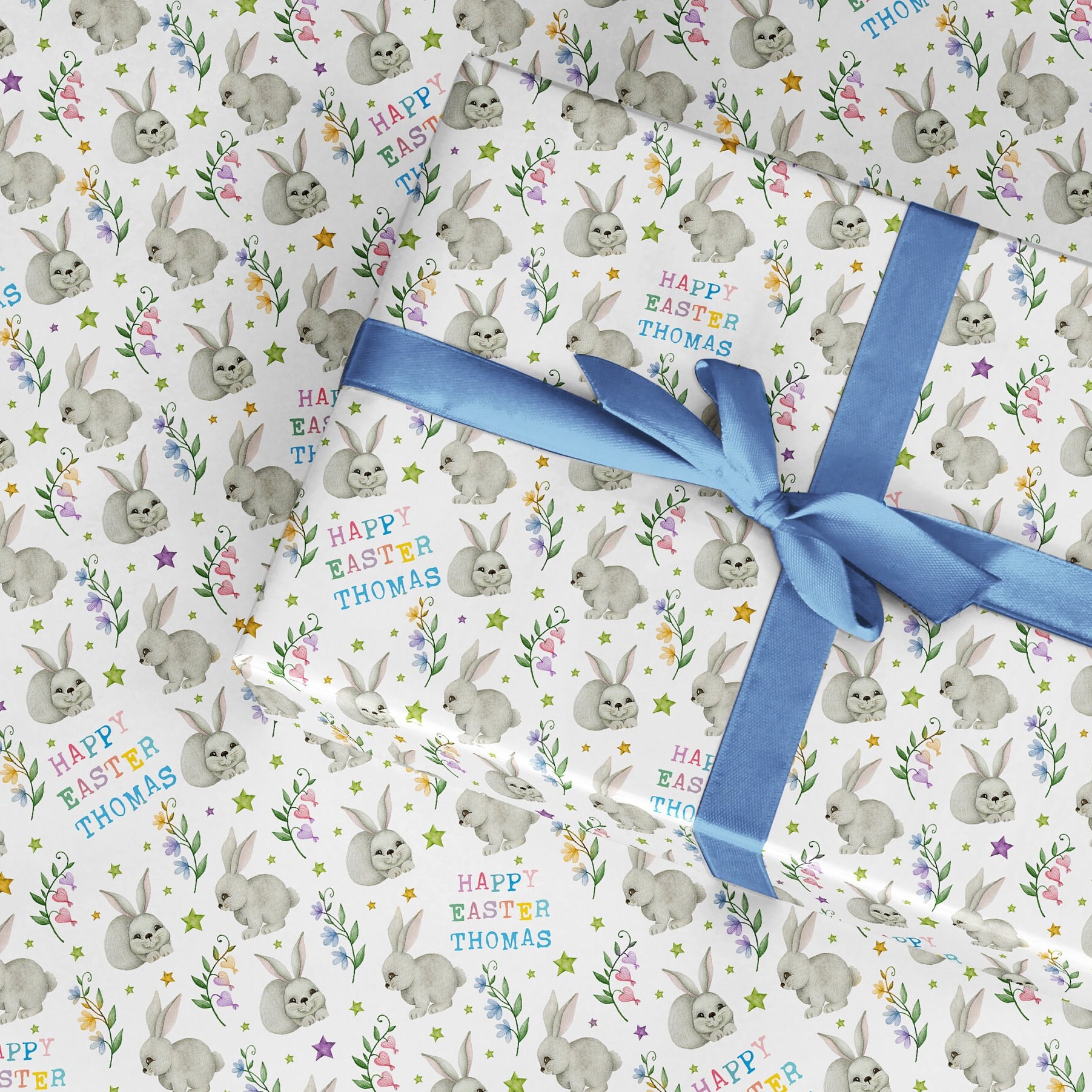 Personalised Easter Bunny Wrapping Paper Roll, Gift Wrap Easter Gifts  Cards, Wrap Easter Basket Eggs, Fun Cute Pretty Rabbit Hunt Boy  