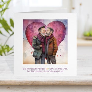 Carta e carta di San Valentino gay per uomini, Orso LGBTQIA+ Due uomini maschi lui lui loro, Carta da regalo per San Valentino a cuore, Anniversario di matrimonio Matrimonio Amore 7