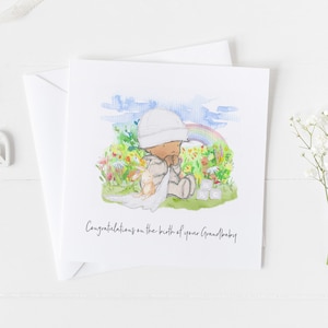 New Kids Baby Boy Girl Card, nueva tarjeta de nieto personalizada, tarjeta de bebé arco iris
