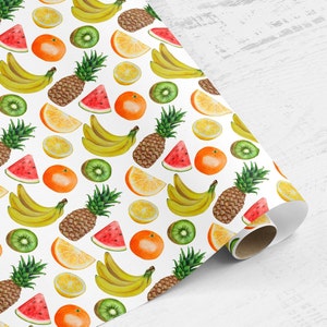 Rouleau de papier d'emballage de fruits, papier d'emballage cadeau banane, papier coloré amusant tropical, papier d'emballage de luxe, papier de reliure de doublure de tiroir