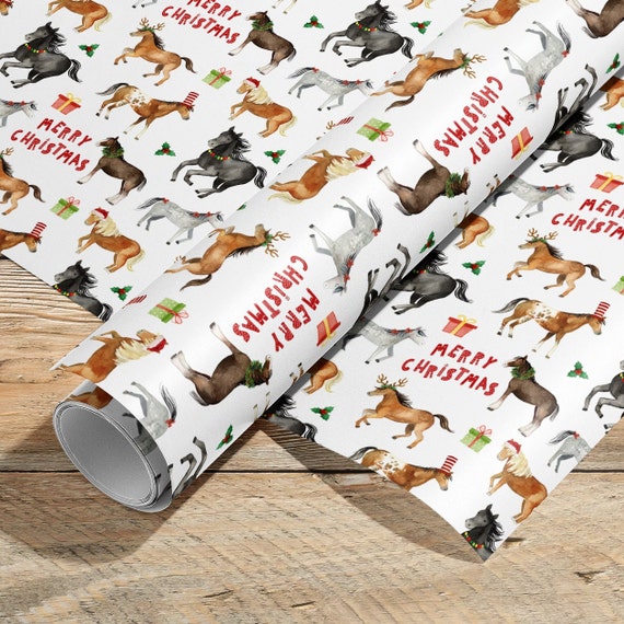 Horse Christmas Wrapping Paper Roll, Pony Christmas Wrapping Paper, Kids  Pony Christmas Wrapping Paper, Fun Christmas Gift Wrap, Horsey Xmas 