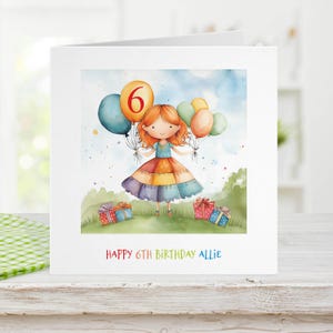 Cartão de aniversário de gengibre para meninas, qualquer idade personalizado, marrom gengibre preto selvagem cartão de aniversário para meninas, 5º 6º 7º 8º 9º 10º 11º 12º 13º