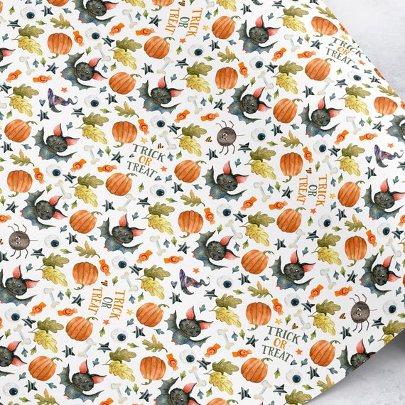 Halloween Pumpkin & Bat Wrapping Paper: Festive Gift Wrap