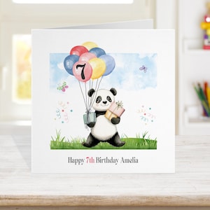 Panda Geburtstagskarte & Papier, Junge oder Mädchen Personalisierte Kinder Geburtstagskarte, jedes Alter und passende niedliche Panda Geschenkanhänger erhältlich