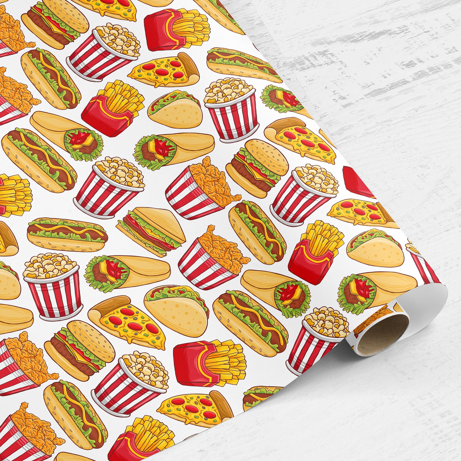 Takeaway Wrapping Paper Hamburger Chips Fried Chicken Hotdog Etsy