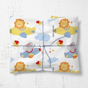 Carta da regalo per aerei, Rotolo di carta da regalo per bambini, Carta da regalo per aerei, Carta da regalo colorata e divertente per bambini, Carta da regalo di compleanno per bambini
