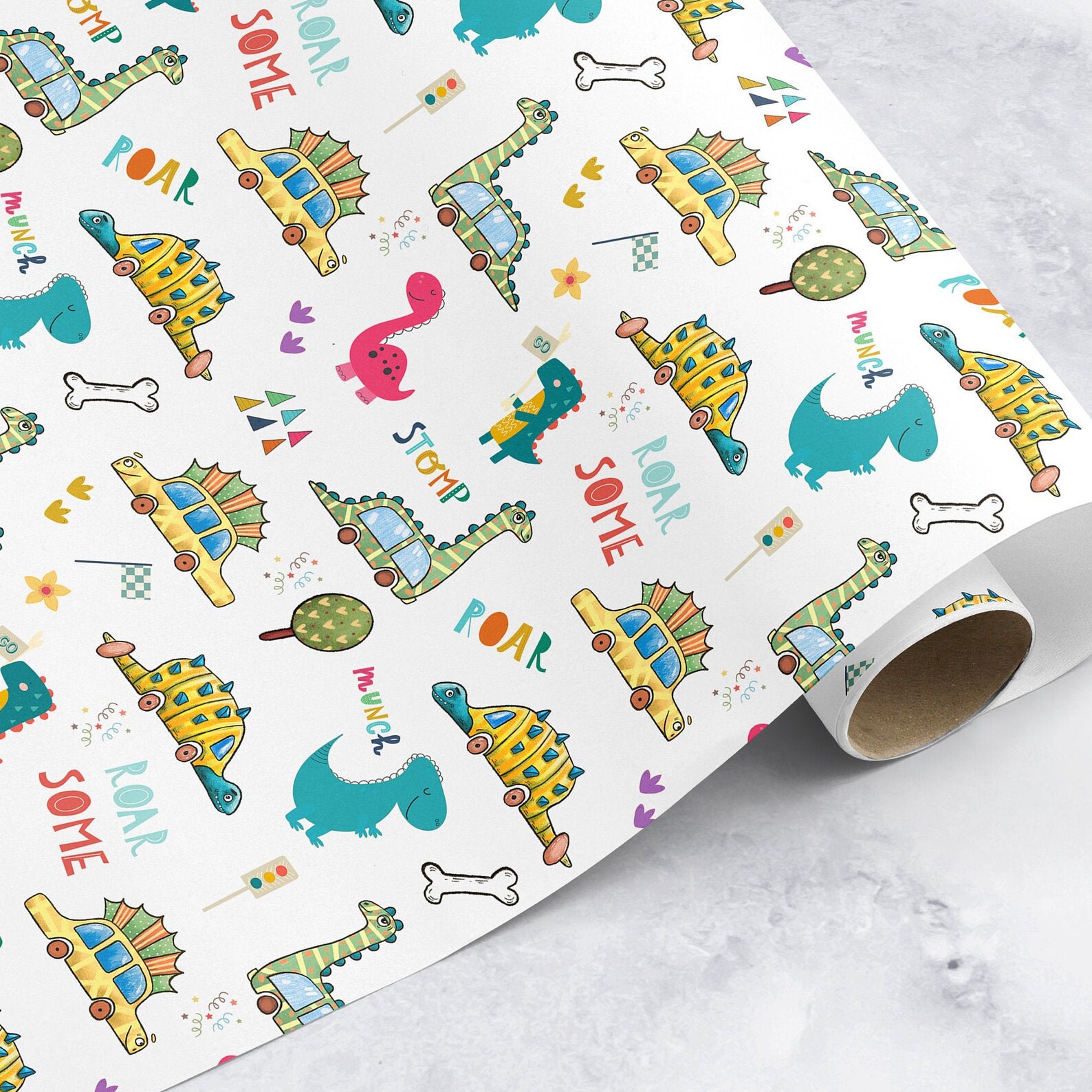 Wrapping Paper for Kids. Dinosaur Birthday Wrapping Paper for Etsy UK