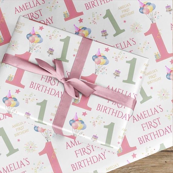 Carta da regalo per il primo compleanno, disegno numero 1 con palloncini, carta  regalo rosa o blu del primo compleanno per bambini Festa di 1 compleanno -   Italia