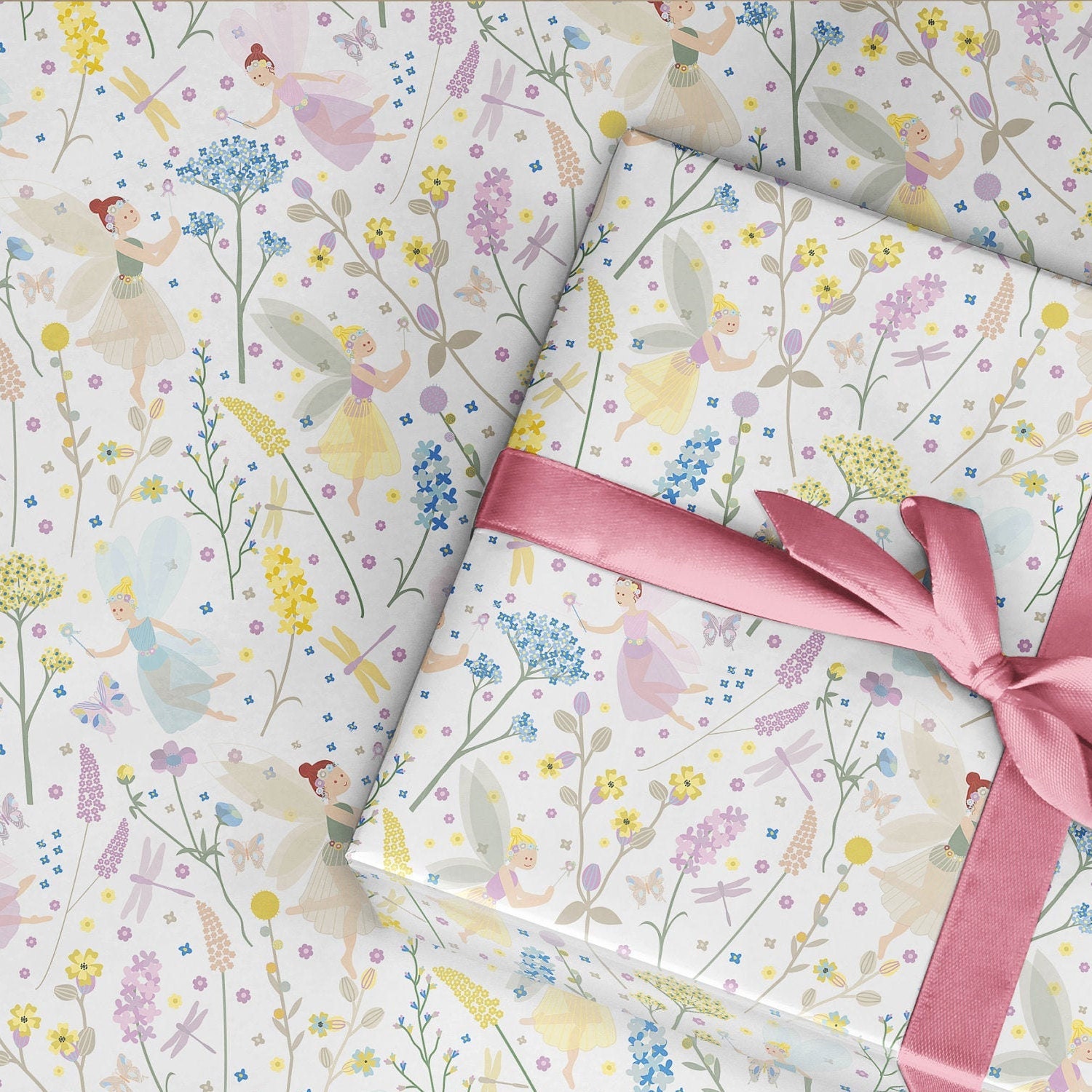 Wrapping Paper Roll, Fairy birthday, Fairy flower gift wrapping