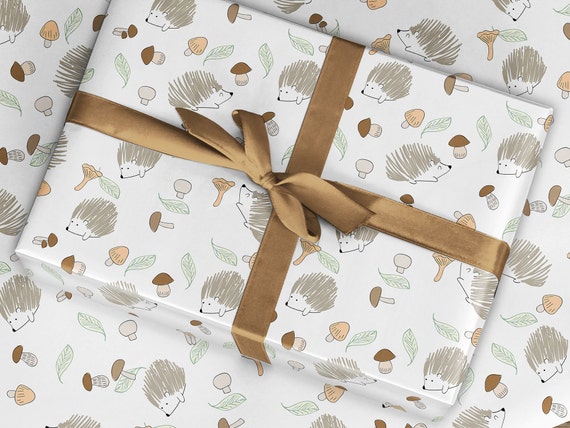 Hedgehog Gift Wrap: Woodland Animal Birthday Wrapping Paper