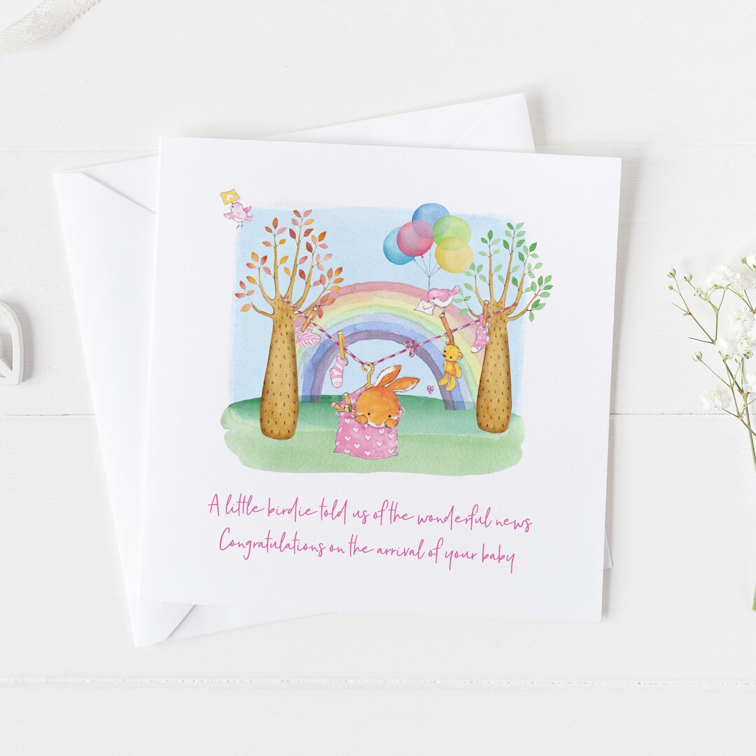 Personalised Rainbow Baby Card New Baby Boy Girl Card Etsy
