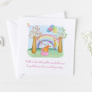 Tarjeta de bebé arco iris personalizada - Nueva tarjeta de niña bebé, Felicitaciones eres una nueva tarjeta de abuelo, tarjeta de hermana mayor, tarjeta de nueva madre