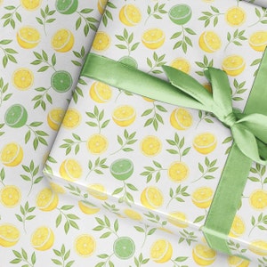 Wrapping Paper Roll,  Lemon lime Fruit wrapping paper, lemon gift wrap