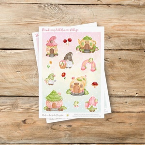 Feuille d'autocollants - Gnome Fairy House Pixie Fae Fruit Accessoires pour la maison, Stickers de carnet de voyage esthétiques Scrapbooking, Enfants mignons personnalisés Royaume-Uni