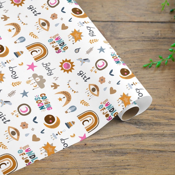 Baby Shower Wrapping Paper Roll, Gender Reveal Gift Wrap