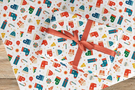 Christmas Wrapping Paper 50x70cm Xmas Elements Kraft Paper DIY