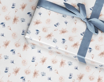 Wrapping Paper Roll,  Pretty Blue and Blush Luxury wrapping for weddings bridesmaid