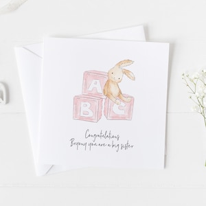 Nueva tarjeta de bebé personalizada para niñas y niños v5, Felicitaciones eres una nueva tarjeta de abuelo, tarjeta de hermana mayor, tarjeta de nueva madre